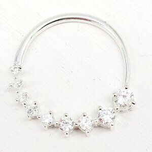 925 Sterling Silver & Cubic Zirconia Circle Pendant 1 1/8" 2.53 Grams Tested EUC